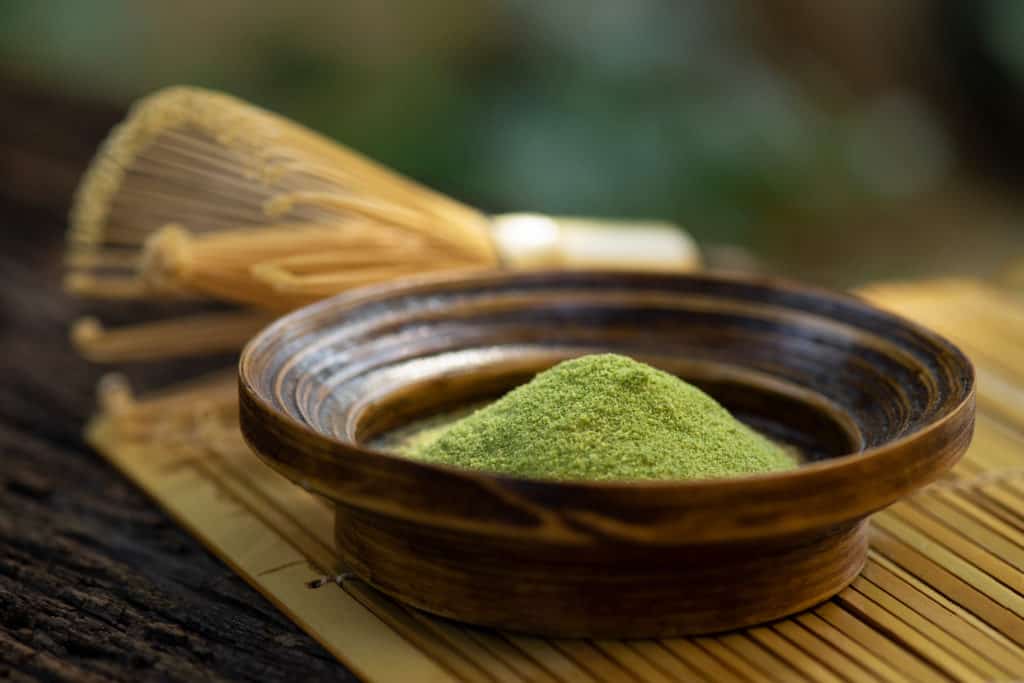 Matcha Powder placed on a natural background.