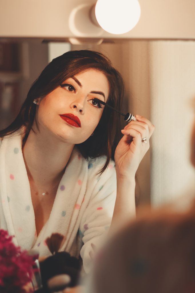 a lady wearing makeup